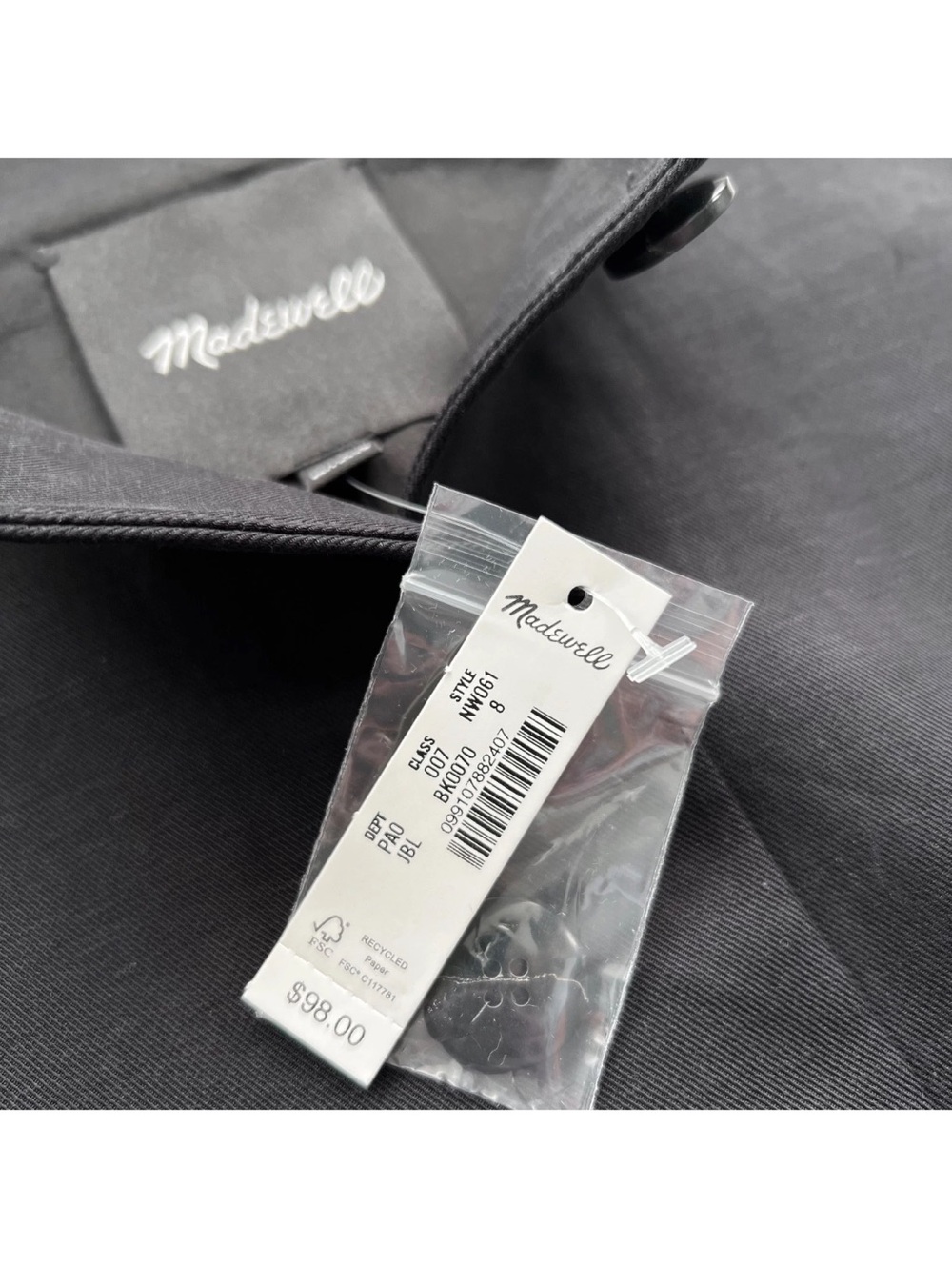 NEW Madewell Crewneck Cutaway Vest Drapey Twill Sz 8 TRUE BLACK Tank $98 #NW061 - Picture 11 of 16